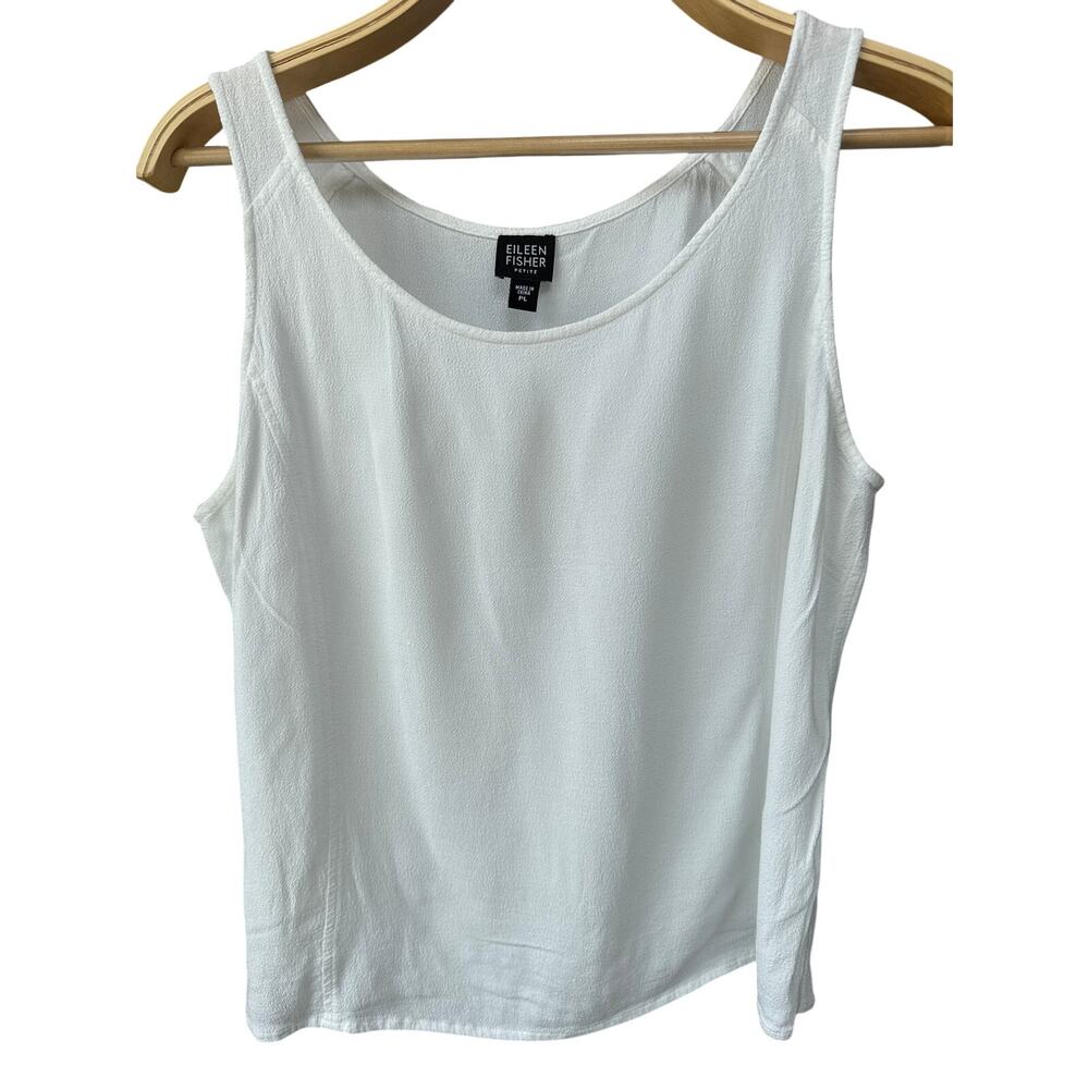 Eileen Fisher Petite Large White Textured Rayon Tank Top Sleeveless Casual
